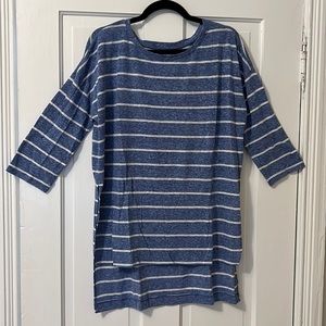 Old Navy Coastal Grandmother Blue & White Striped High-Low Tunic Shirt